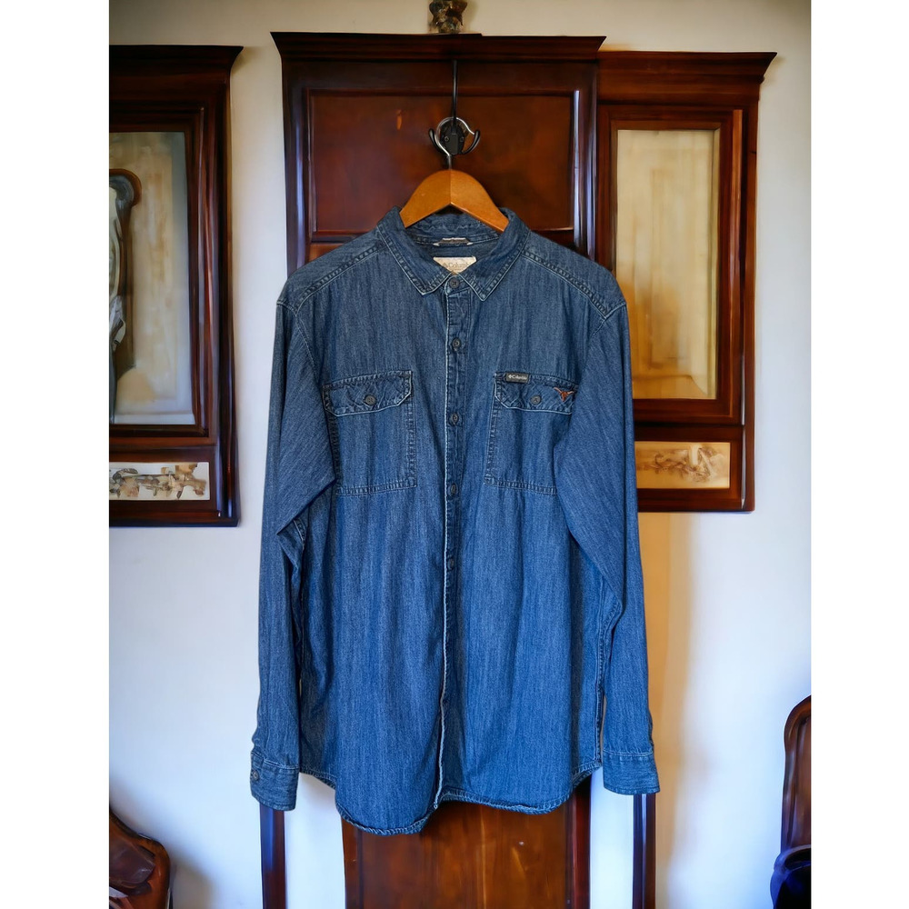Men's Texas Longhorn Long Sleeve Denim Button Up Size Large